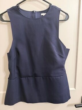 H&M Navy Blue Sleeveless Peplum Tank Top